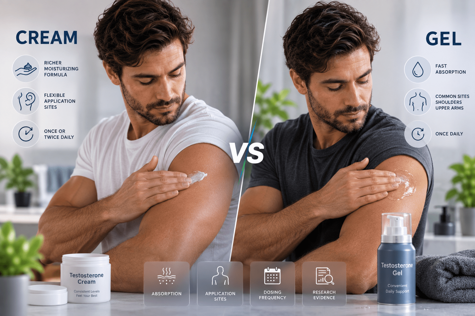 Testosterone Cream vs. Gel