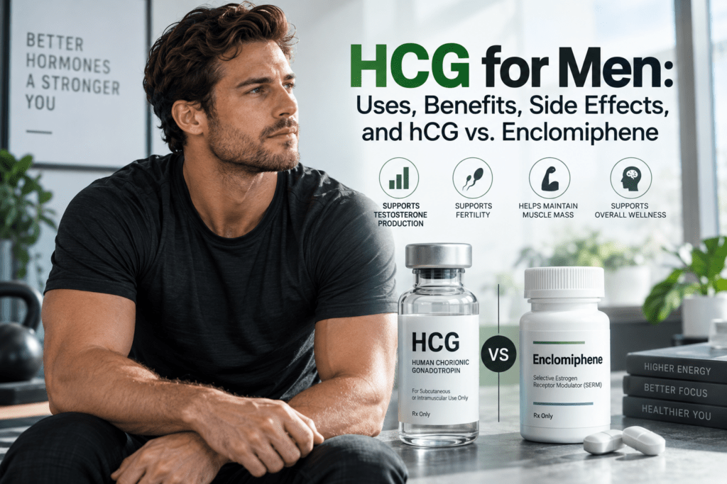 HCG for Men: Uses, Benefits, Side Effects, and hCG vs. Enclomiphene